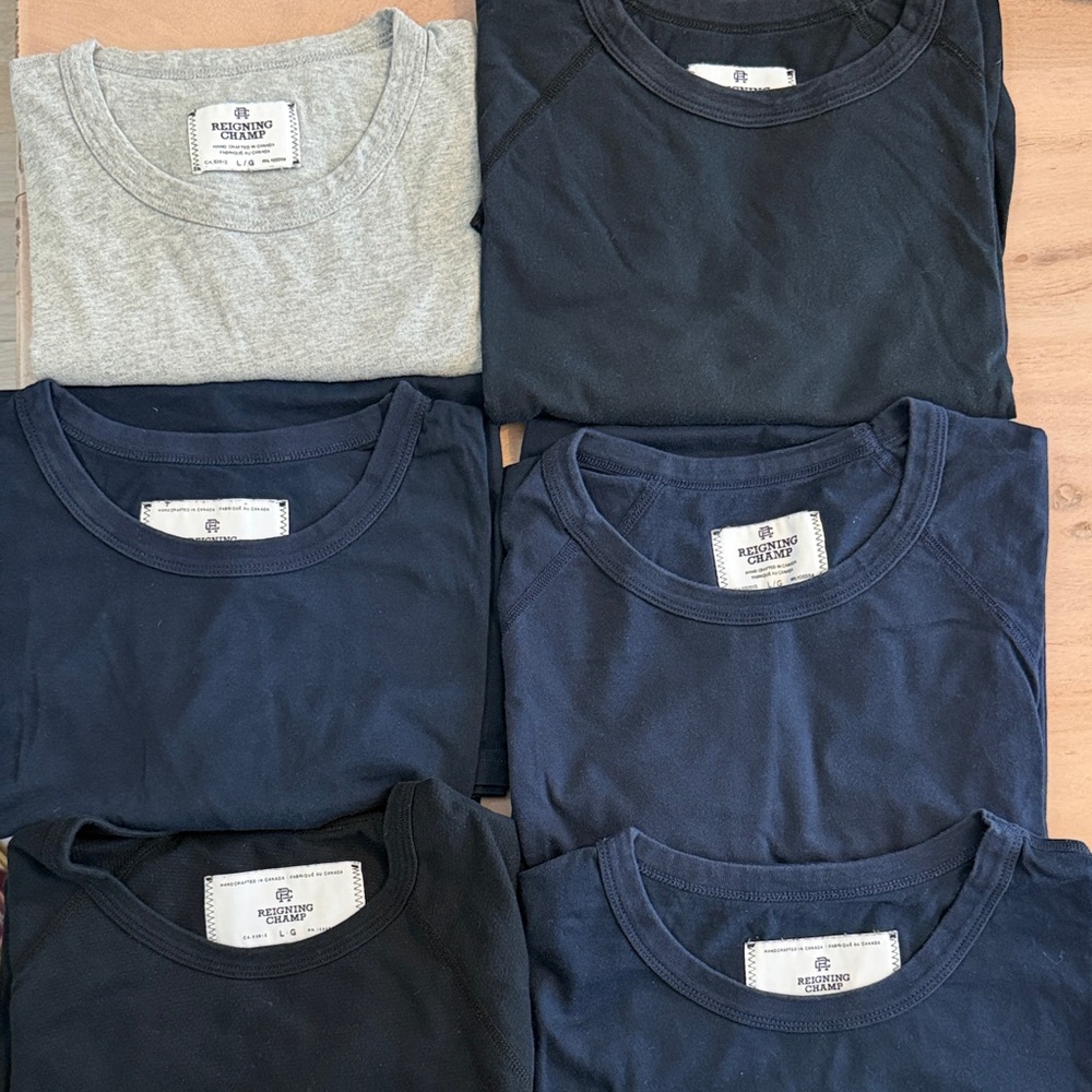 Lot of Sz L Reigning Champ Crew Neck Tshirts